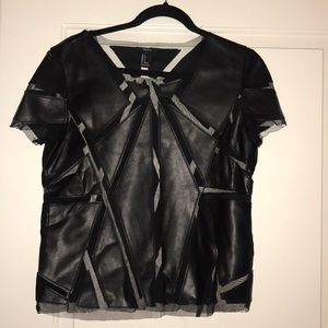 Faux Leather, tulle top!
